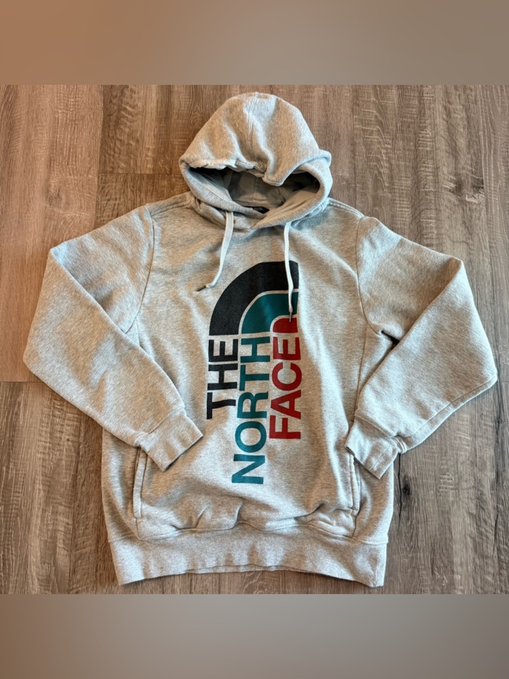 The North Face Hoodie Mens M Gray Multicolor Half Dome Logo Pullover Sweatshirt